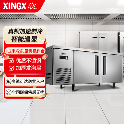 星星(XINGX)1.2米冷冻工作台操作台冰柜商用保鲜冰箱冷冻奶茶店设备全套水吧台TD-198Y