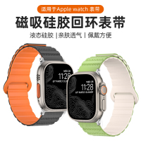 适用苹果手表表带iwatchS9金属米兰磁吸applewatch渐变替换腕带