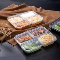 DERUIMAN一次性饭盒高盖四格打包盒1300ml外卖餐盒