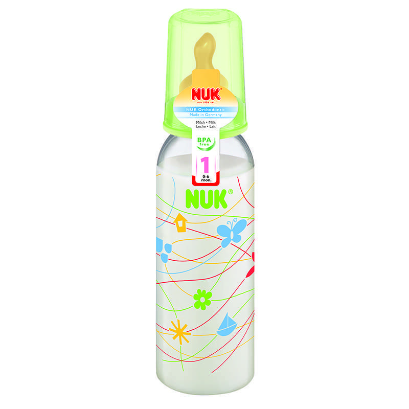 NUK240mlPP彩色奶瓶(带1号乳胶中圆孔奶嘴) 颜色随机发货