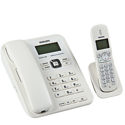 飞利浦(PHILIPS) DCTG182 数字无绳电话机来电显示座机/双免提/通话静音/中文菜单/子母机座机(白色)