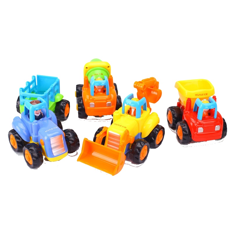 汇乐工程车惯性滑行回力车玩具0-1-3岁婴幼儿新生儿儿童玩具小汽车模型男孩女孩生日礼物 4只装套装326