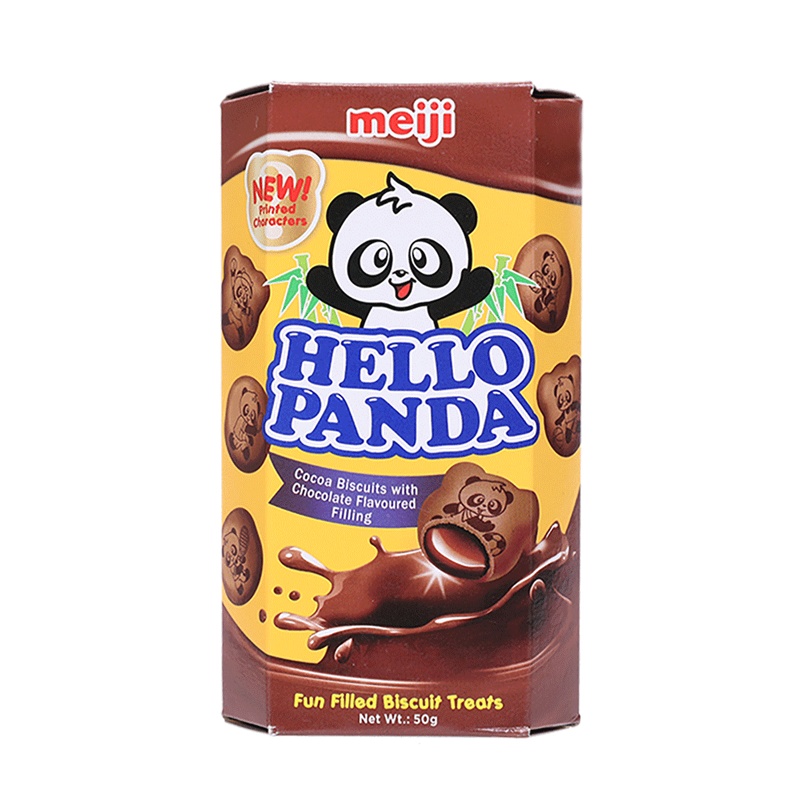明治(meiji)熊猫双重巧克力夹心小熊饼干50g 新加坡进口饼干零食