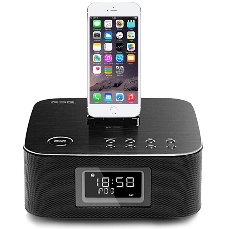 RSR DS406 苹果蓝牙音箱iPhone X/8/7/6s/ipad音箱充电底座音响床头音响 黑色
