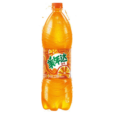 百事可乐 美年达 橙味汽水1.25L*12瓶装 整箱装 碳酸饮料