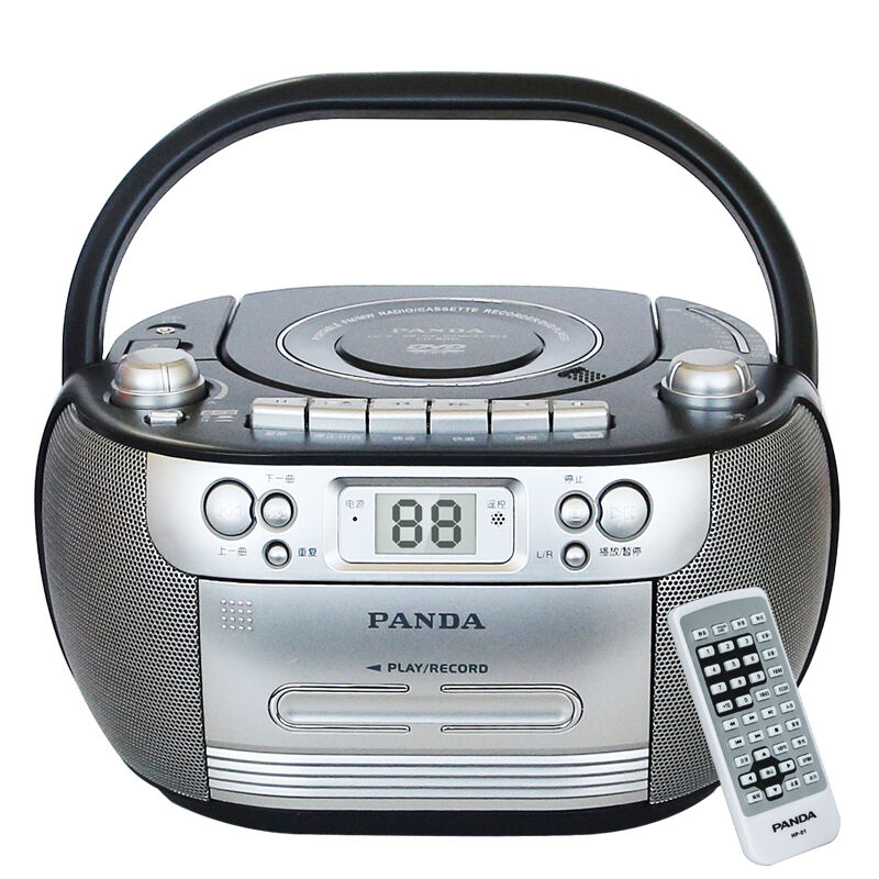 熊猫CD800cd机DVD播放机MP3播放器光盘机卡带英语教学用磁带录音机单放录放USB转录收音收录机多功能一体机黑色