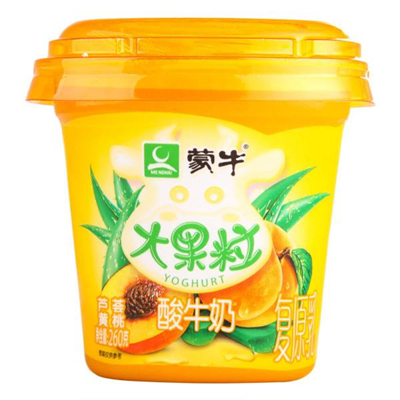 蒙牛大果粒酸牛奶芦荟黄桃果粒三角杯260g