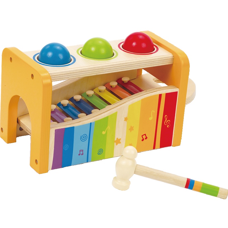 Hape早旋律敲琴台1-3岁早教益智玩具音乐玩具小木琴组合婴幼儿童玩具宝宝木制八音