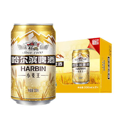 哈尔滨(Harbin)啤酒小麦王330ml*24听整箱装 啤酒苏宁自营国产啤酒