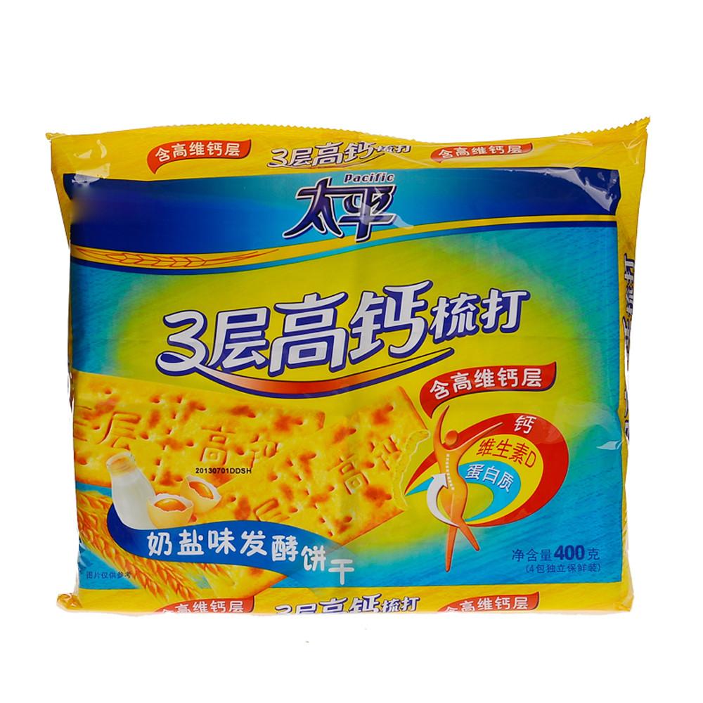 太平 三层高钙梳打饼干(奶盐味)400g/袋