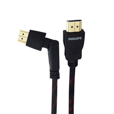 飞利浦(PHILIPS)SWL4181/93 电视电器HDMI高清数字线 3米红黑色 270度HMDI璇转式插头