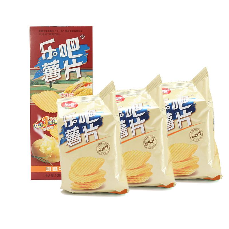 乐吧 非油炸 咖喱牛肉味薯片 108g/装