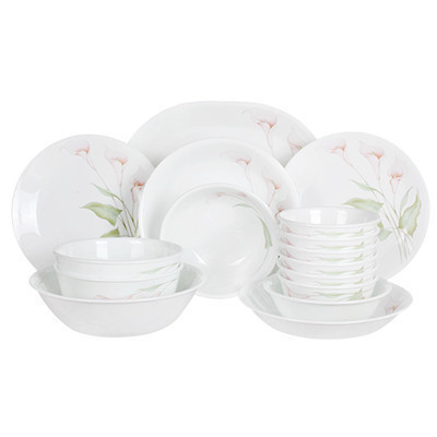 康宁(CORELLE)餐具套装原装进口 16件套餐具高档玻璃百合花色碗/碟子/盘子餐盘套装