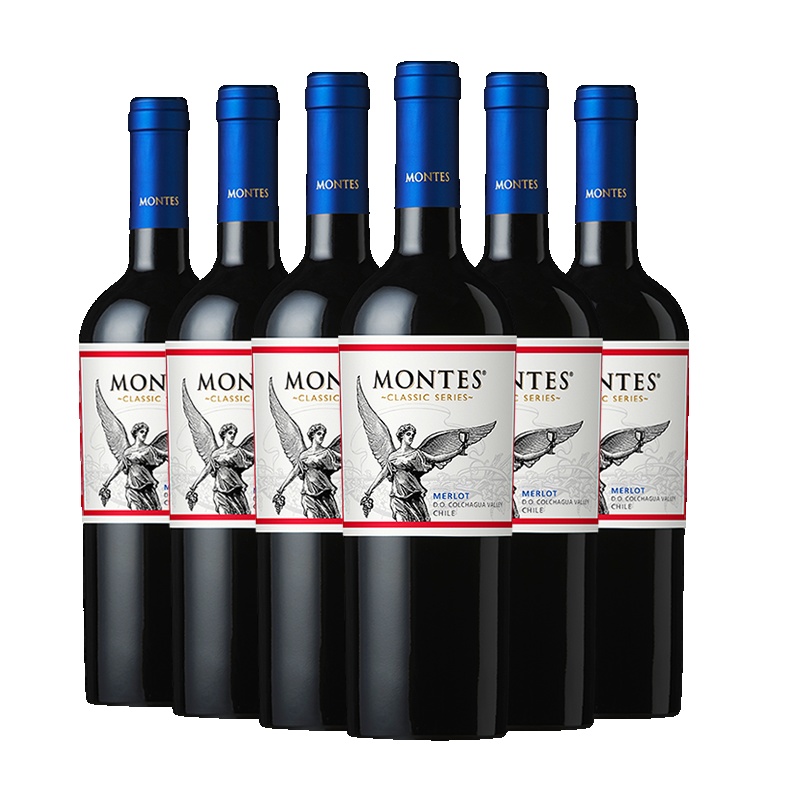 智利原瓶进口蒙特斯(Montes)红酒经典系列梅洛干红葡萄酒750ml*6整箱装