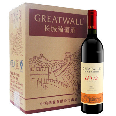 长城(GreatWall)干红葡萄酒 G312系列解百纳750ml*6瓶中粮红酒整箱装