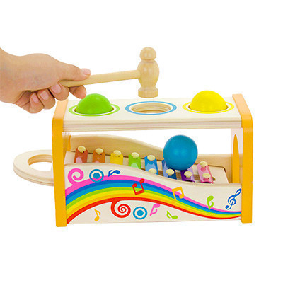 木玩世家木制玩具音乐敲球台3-6周岁儿童益智音乐启蒙玩具QJH1801