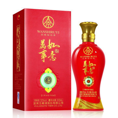 五粮液出品 万事如意 中国福 52度 浓香型白酒 500ml 单瓶装