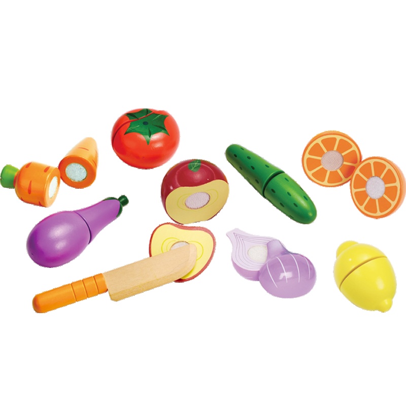Hape水果蔬菜组合套年龄段3-6岁切切乐玩具儿童过家家果蔬菜套装厨房木制荷木男孩女孩玩具
