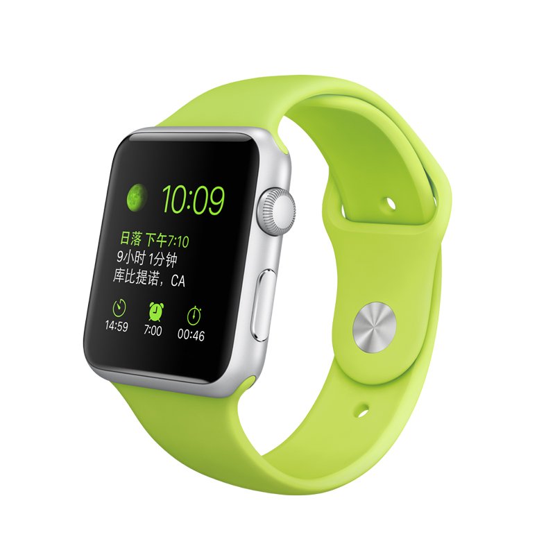 Apple Watch Sport 42毫米(MJ3P2CH/A)银色铝金属表壳 绿色运动型表带