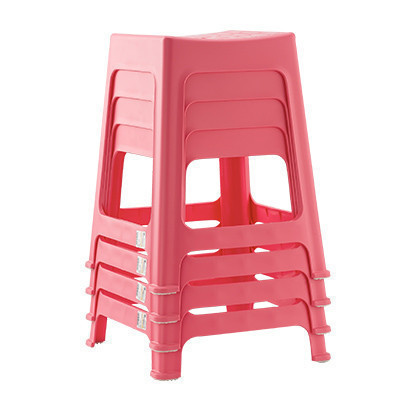 禧天龙citylong塑料凳子时尚高凳加厚型浴室餐桌休闲家用凳子4个装蒂梵红收纳凳