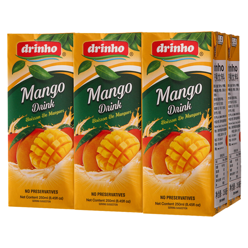 马来西亚进口 顶好(drinho)芒果饮料 250ml*6盒 组合装 原装进口 植物饮料 清爽型水饮 冰镇口感更佳