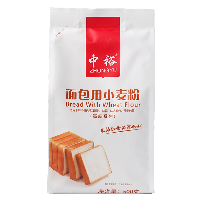 中裕(ZHONGYU)面包用小麦粉500g拉丝烘焙原料 披萨粉高筋烘焙面粉面包粉面包机专用中裕出品
