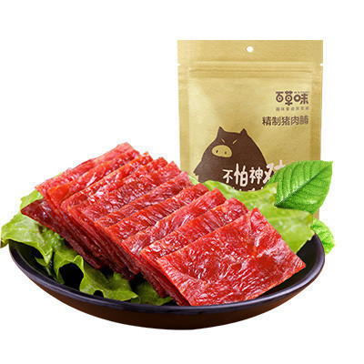 百草味 肉脯 精制猪肉脯100g袋装(休闲零食，新老包装交替发货)