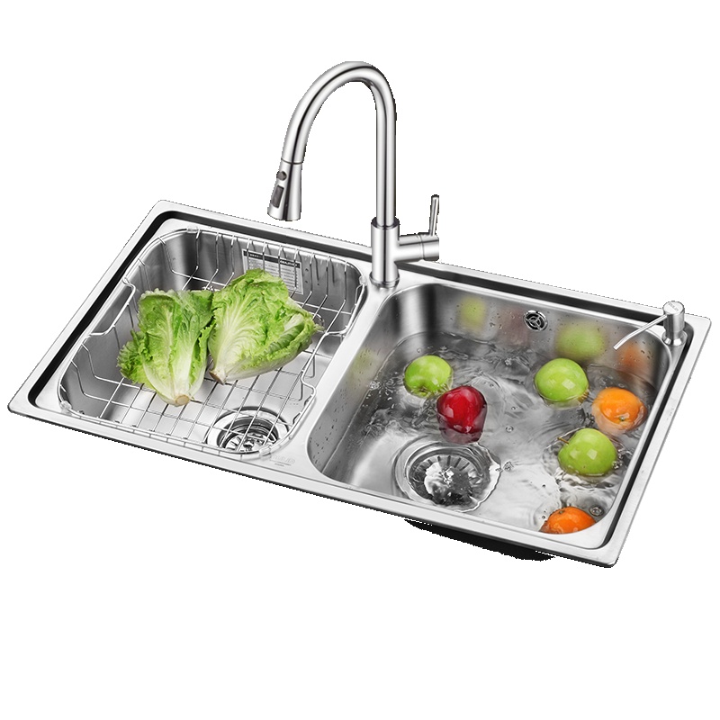 欧琳(OULIN) 水槽双槽83460/Q002含龙头 不锈钢厨房水槽水池 洗碗池洗菜盆
