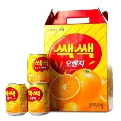 韩国橙味进口果汁饮料 乐天(LOTTE)粒粒橙汁水果饮料238ml ×12罐