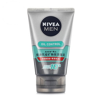 妮维雅(NIVEA)男士控油抗痘矿物炭洁面泥 100g（新老包装随机发货） 控油抗痘 男士