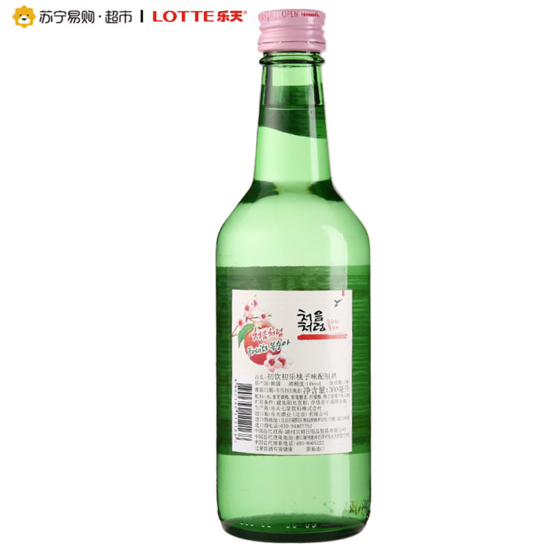 [苏宁易购超市]乐天/LOTTE初饮初乐桃子味配制酒360ml/瓶韩国进口