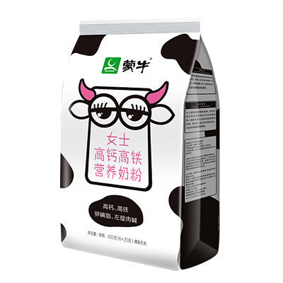 蒙牛(MENGNIU)女士高钙高铁营养牛奶粉400g袋装即食冲饮女士营养成人奶粉
