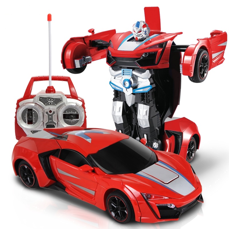[苏宁红孩子]仙邦宝贝 遥控车玩具超大儿童电动充电可变形汽车金刚机器人女男孩新年礼物 727-Y1手握遥控红色