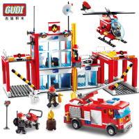 古迪(GUDI) 消防系列 9217消防总局874片 小颗粒益智积木组合 儿童玩具6-14岁