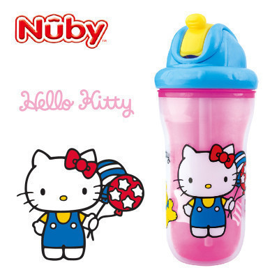 努比(Nuby)双层hello kittyPP吸管杯水杯92659 270ml 适用年龄:12个月以上