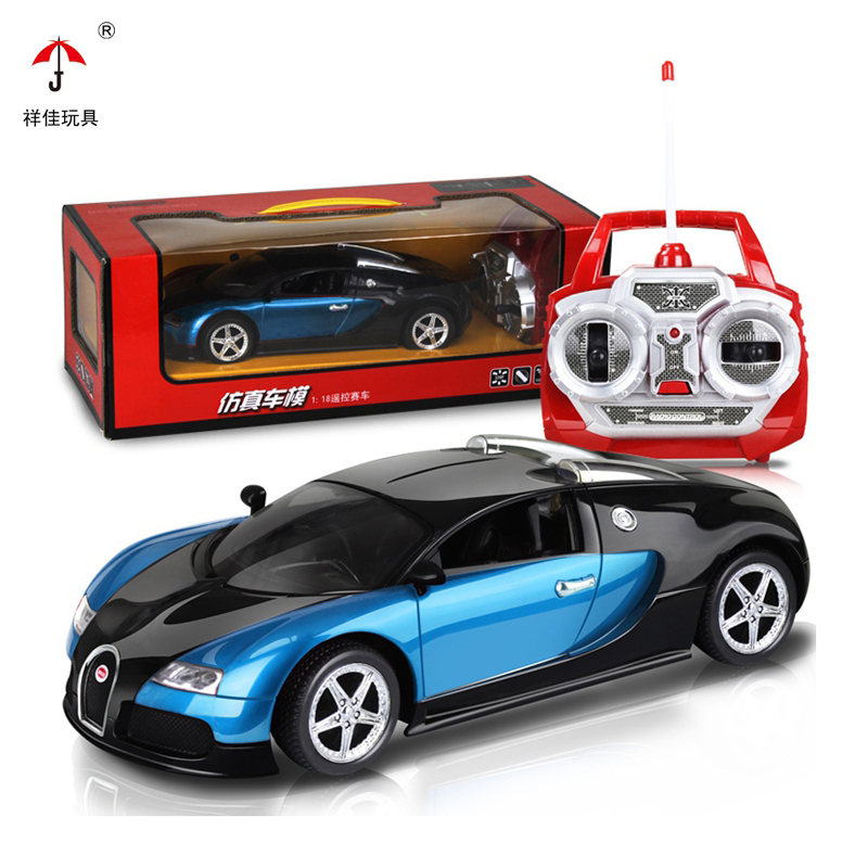 祥佳 布加迪1:18充电遥控汽车儿童男孩玩具汽车模型 男孩遥控车玩具 727-P8 蓝色