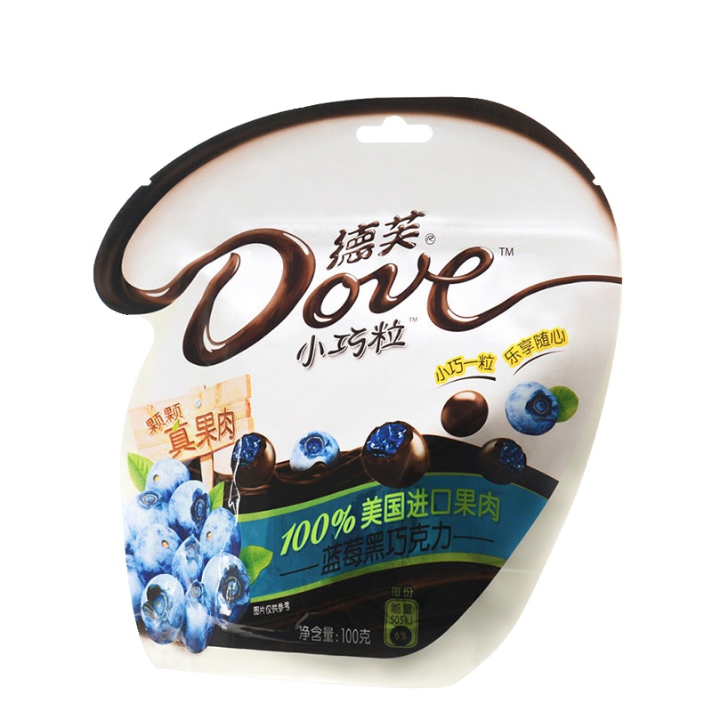 德芙（Dove） 蓝莓黑巧克力100g/袋装 休闲 零食