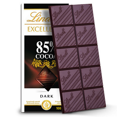 Lindt 瑞士莲 特醇排装85%黑巧克力 100g 法国进口