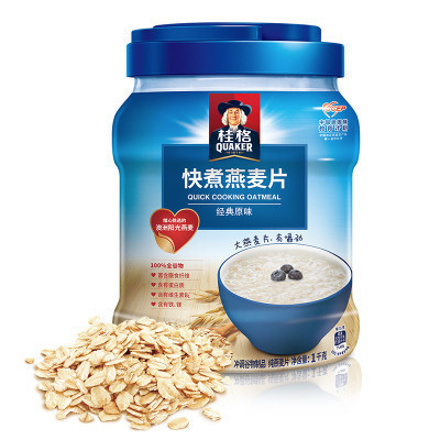 桂格(Quaker)早餐谷物 膳食纤维 快煮燕麦片(非即食)1000克 罐装 新老包装交替发货