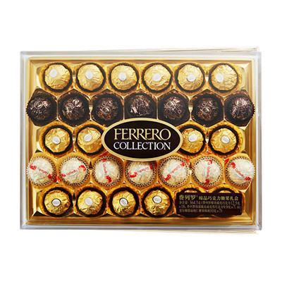 费列罗(Ferrero Rocher)臻品威化糖果巧克力 婚庆喜糖零食 情人节表白礼物 32粒礼盒装364.3g