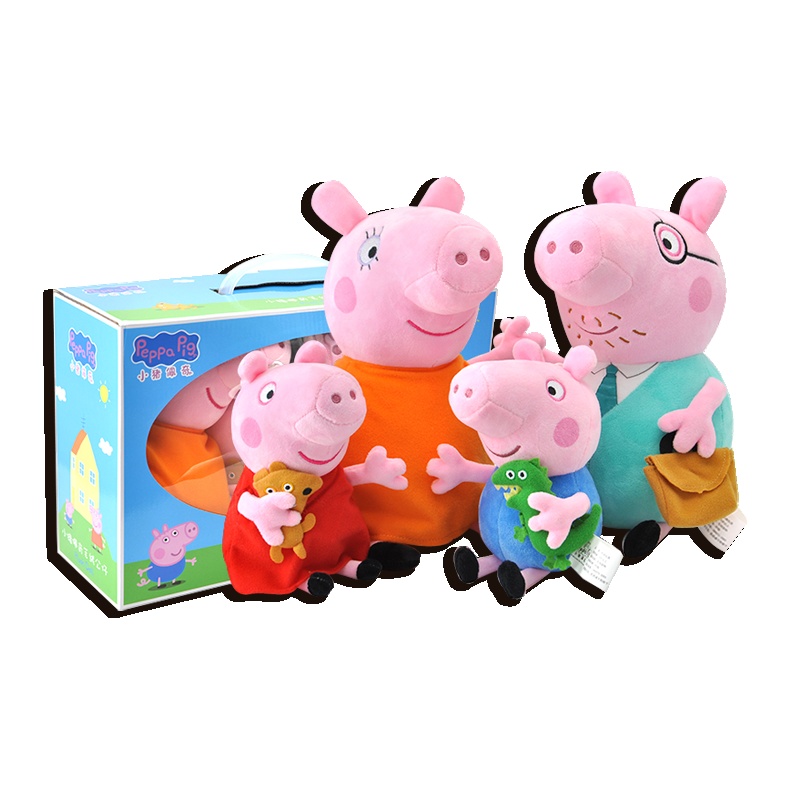 小猪佩奇Peppa Pig毛绒玩具小号一家四口 彩盒套装 35*12*22cm