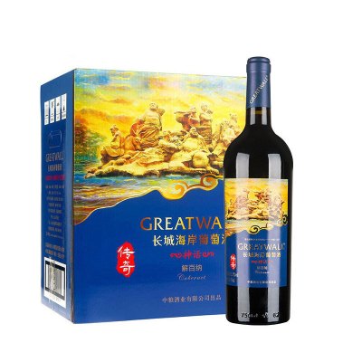 长城(GreatWall)红酒 海岸传奇 神话解百纳干红葡萄酒 750ml*6 整箱装