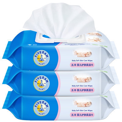 五羊 婴儿护肤柔湿巾80抽×3包