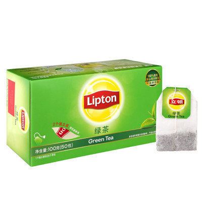 立顿Lipton 绿茶 茶叶 冲饮袋泡茶包2g*50包(新老包装随机发货)