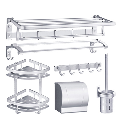 卡贝卫浴太空铝浴室挂件套装 卫生间置物架毛巾架浴巾架D6-46