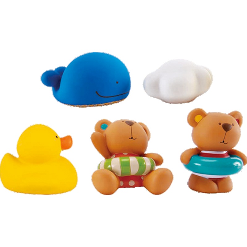 Hape泰迪朋友们戏水玩偶组1-6岁宝宝洗澡玩水浴室玩具男孩女孩玩具