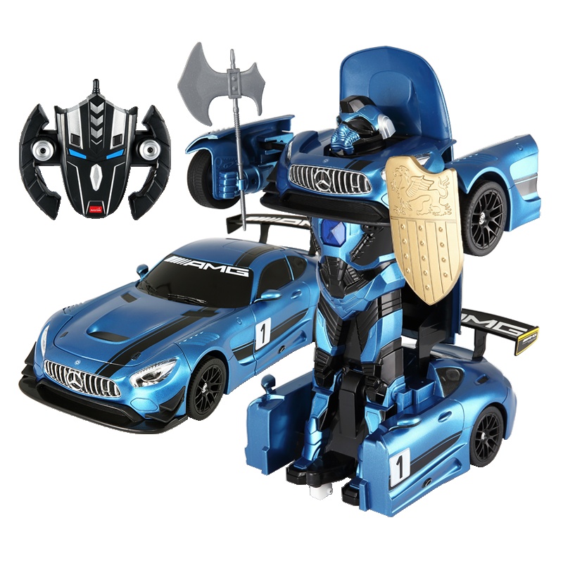 星辉(Rastar)RS战警奔驰遥控变形机器人一键遥控变形车金刚儿童玩具车74800蓝色
