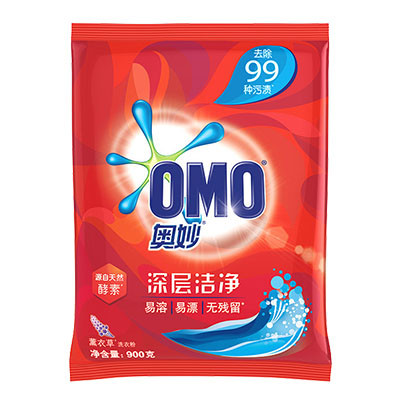 奥妙(OMO) 深层洁净洗衣粉900g 薰衣草香型 源自天然酵素[联合利华]