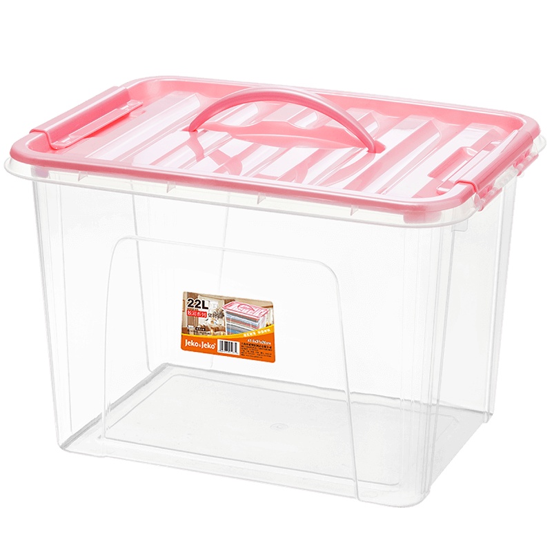 JEKO&JEKO 塑料透明收纳箱22L家用儿童玩具零食收纳盒衣物整理箱手提储物箱 SWB-507