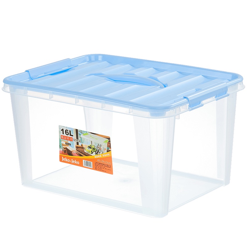 JEKO&JEKO 塑料桌面透明收纳箱16L玩具衣服收纳盒零食整理箱手提储物箱 SWB-514